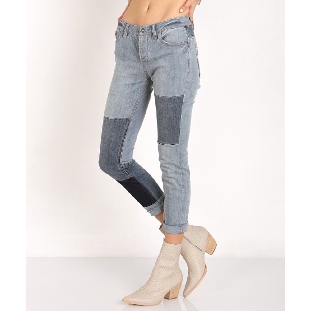 Free People Patched and Relaxed Skinny Camp Jeans